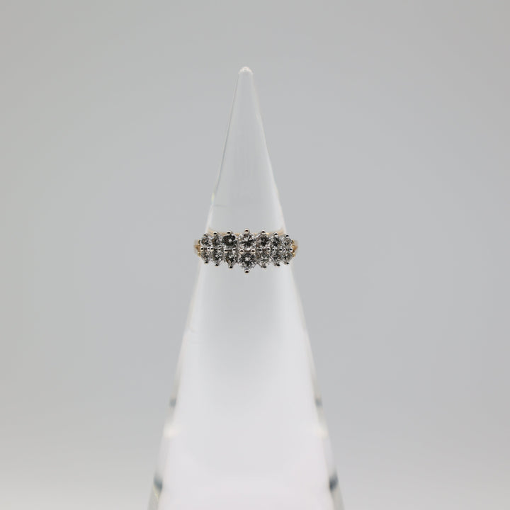 14k Yellow Gold and White Gold White Diamonds Ring Size 6.5
