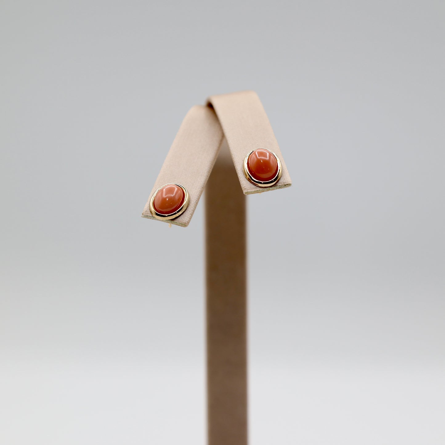 14k Yellow Gold Coral Stud Earrings