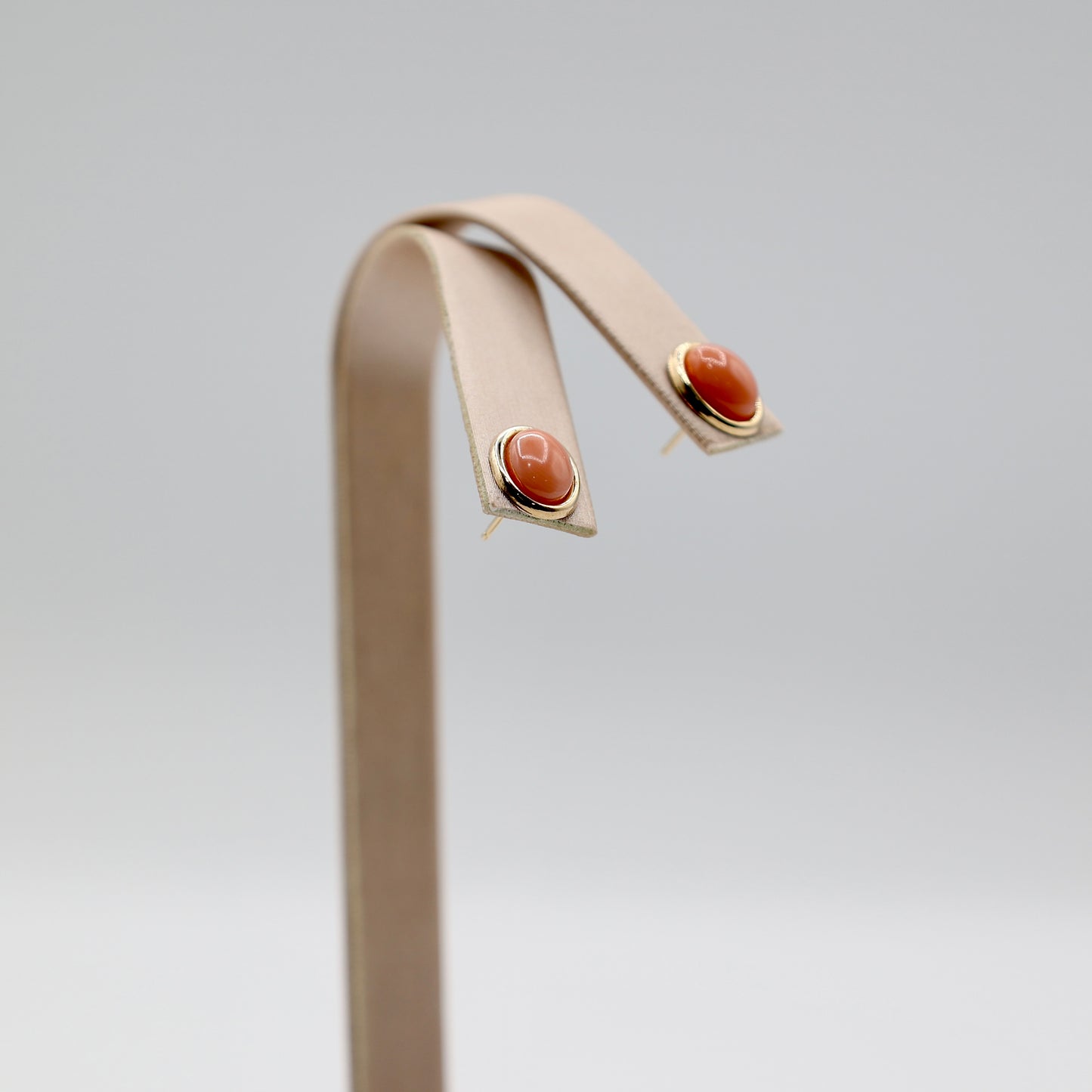 14k Yellow Gold Coral Stud Earrings