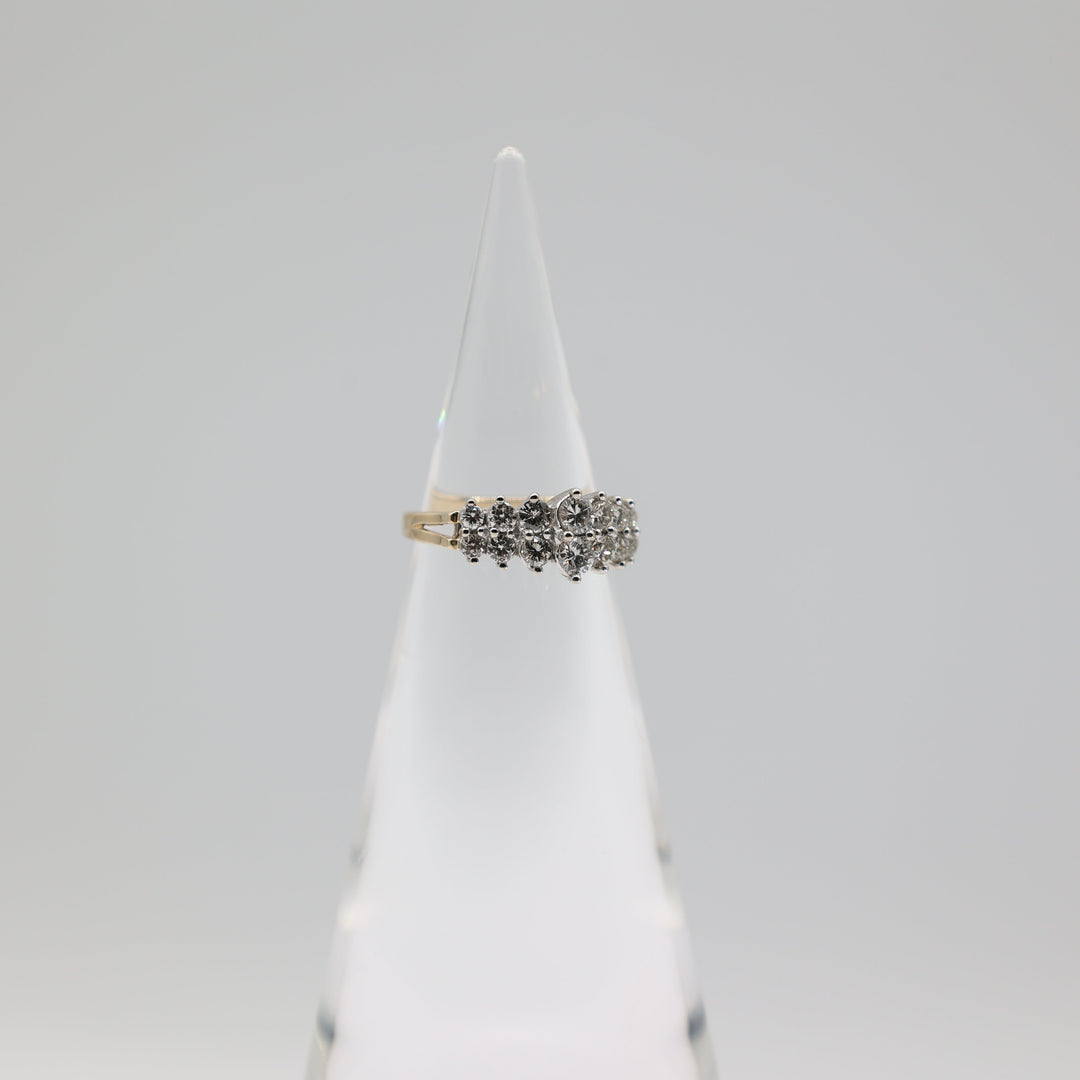 14k Yellow Gold and White Gold White Diamonds Ring Size 6.5