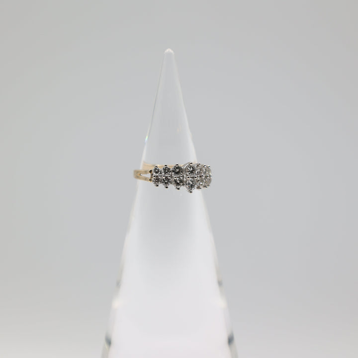 14k Yellow Gold and White Gold White Diamonds Ring Size 6.5