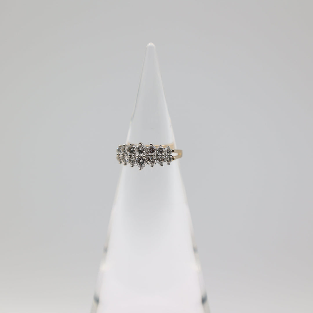 14k Yellow Gold and White Gold White Diamonds Ring Size 6.5