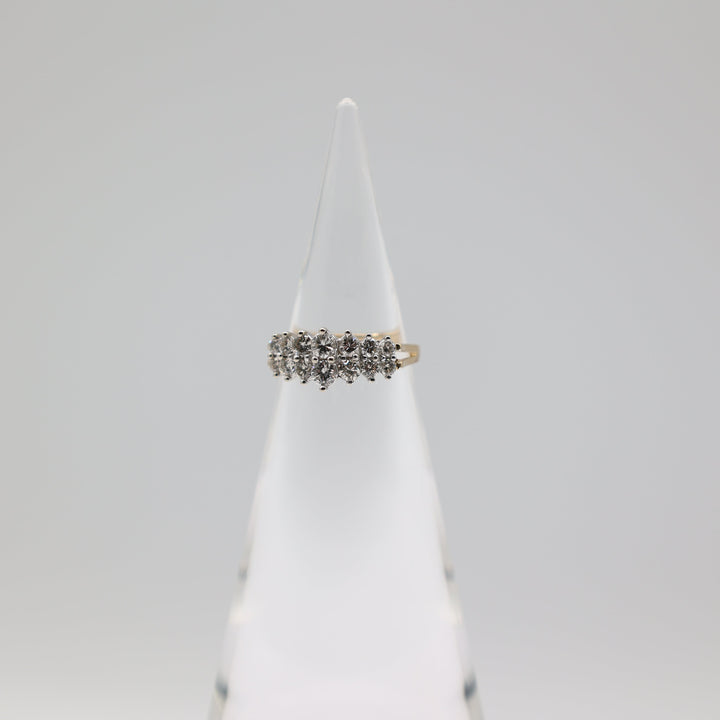 14k Yellow Gold and White Gold White Diamonds Ring Size 6.5