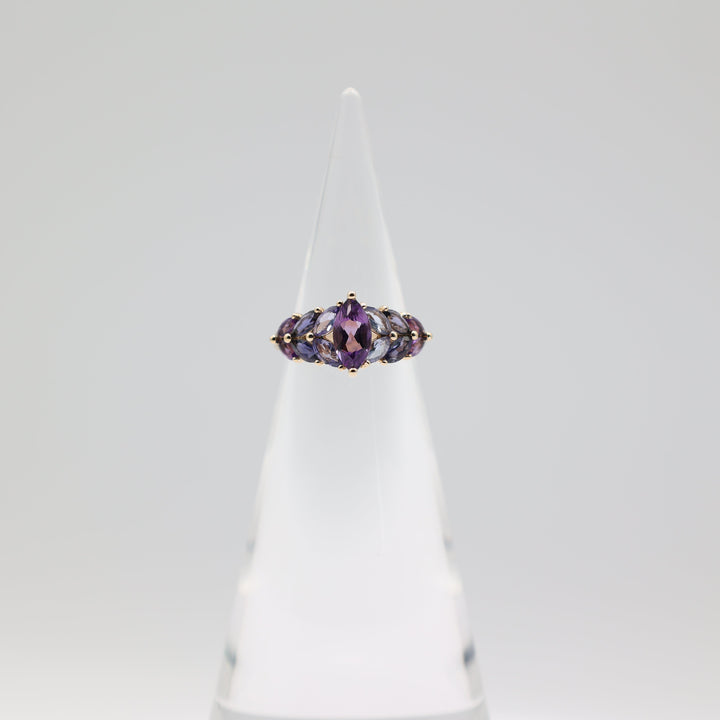 14K Yellow Gold Amethyst Ring With Three Shades Size 6.75