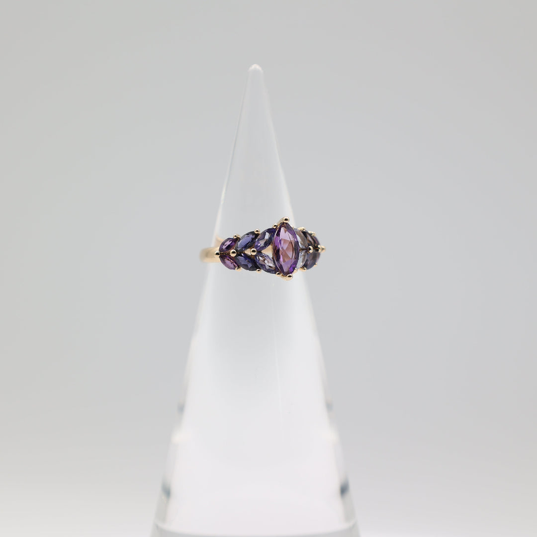 14K Yellow Gold Amethyst Ring With Three Shades Size 6.75