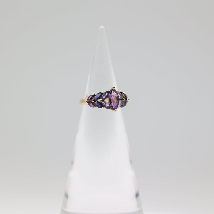 14K Yellow Gold Amethyst Ring With Three Shades Size 6.75