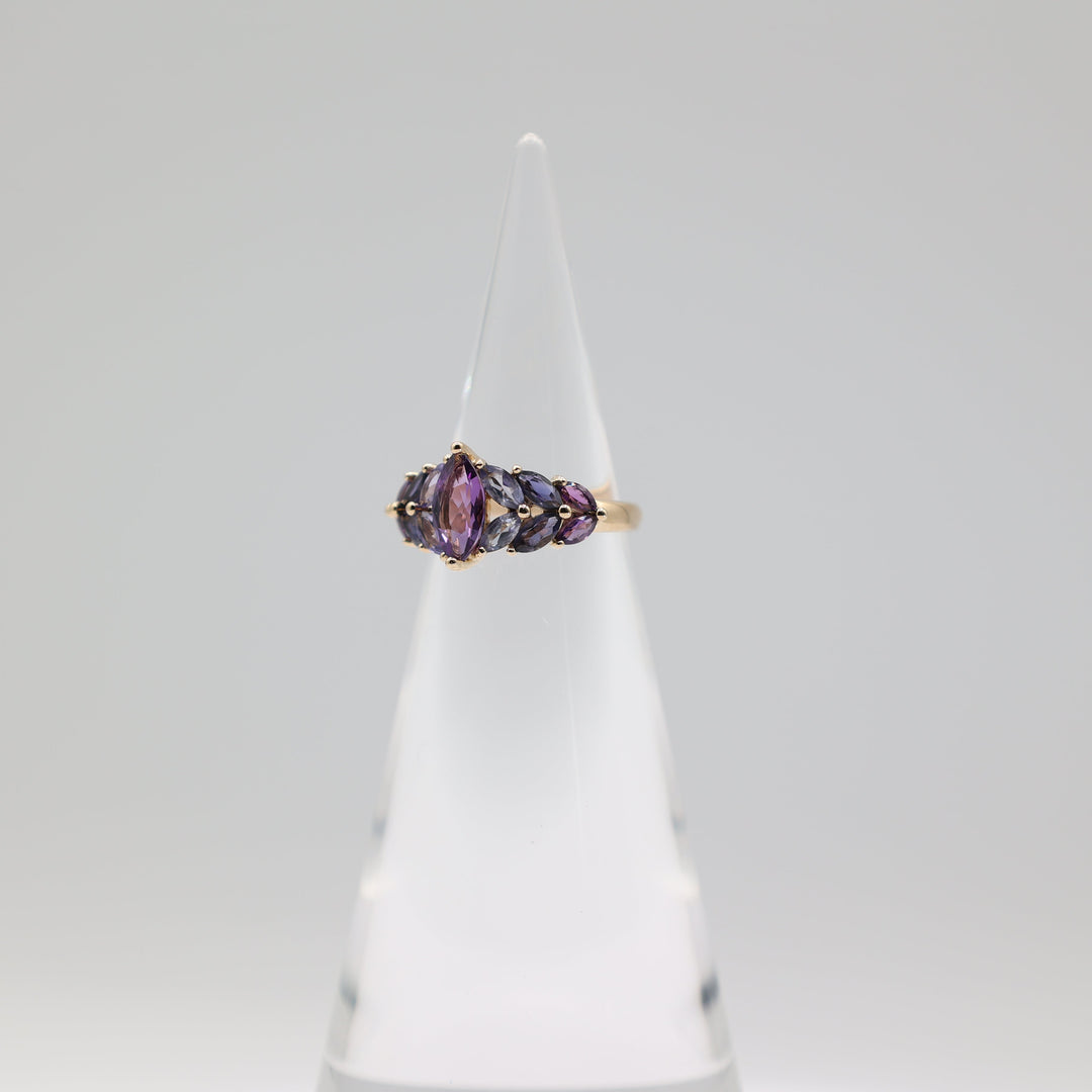 14K Yellow Gold Amethyst Ring With Three Shades Size 6.75