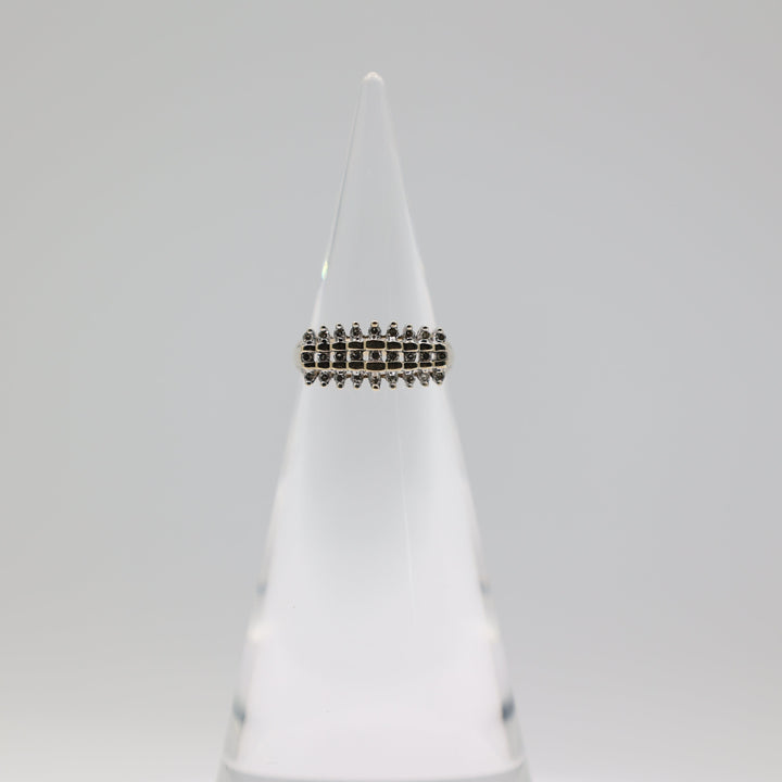 10K Yellow Gold Multi White Diamond Layered Ring Size 7