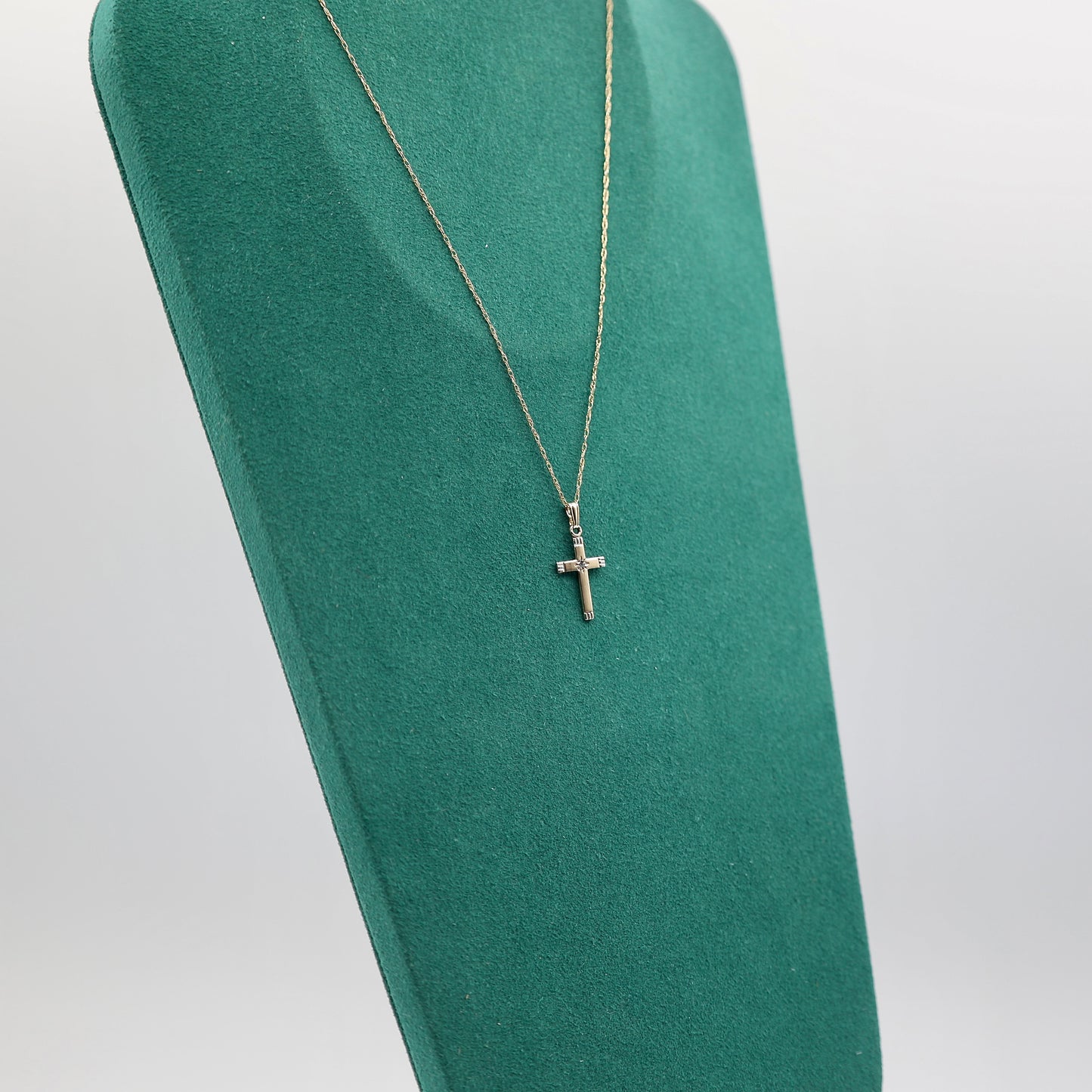 14k Yellow Gold Children's Cross Necklace - 7 Inches