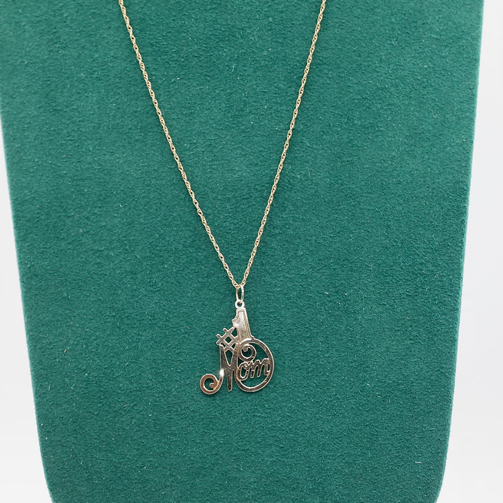 14k Yellow Gold #1 Mom Pendant (Necklace Not Included)