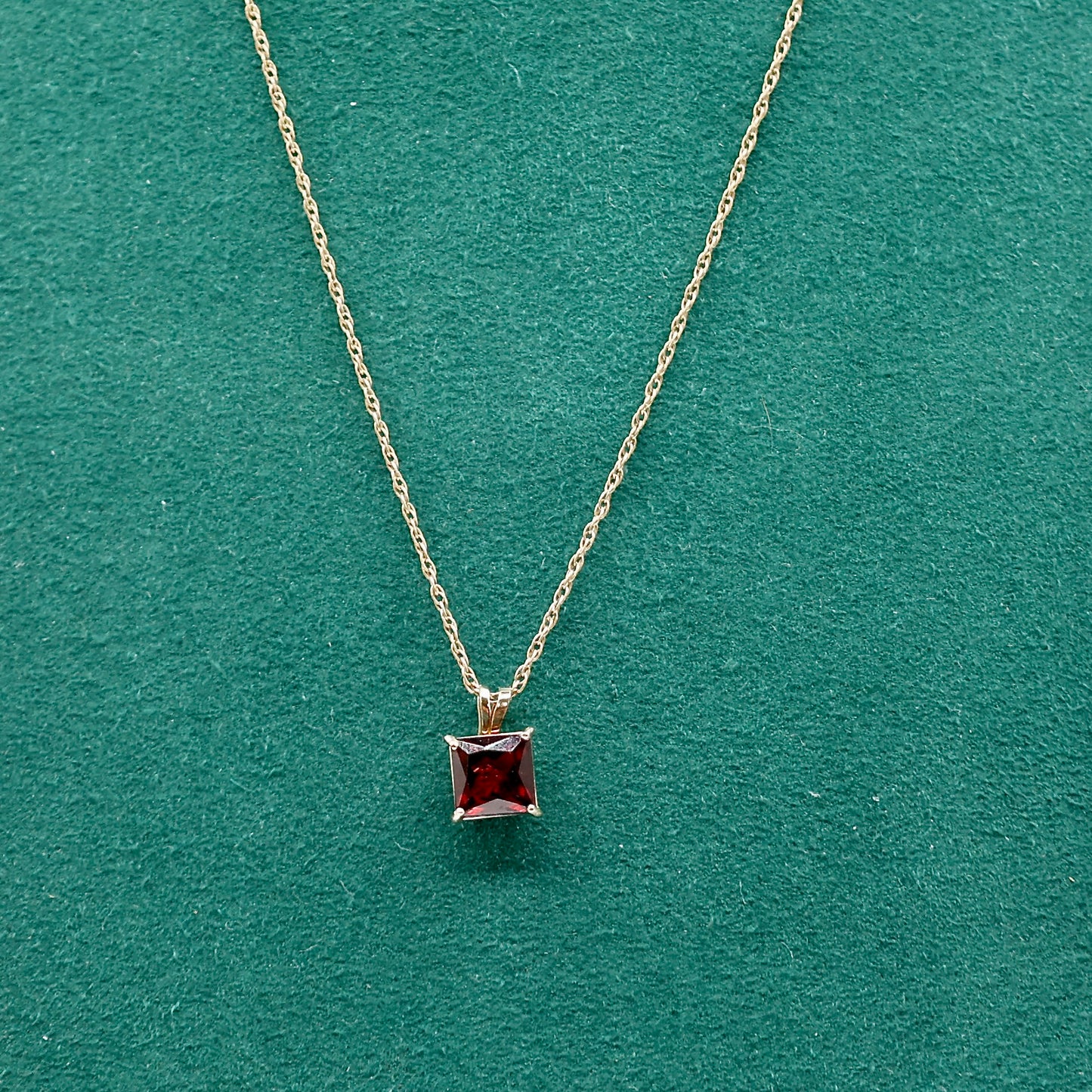 14k Yellow Gold Tourmaline Square Pendant Necklace