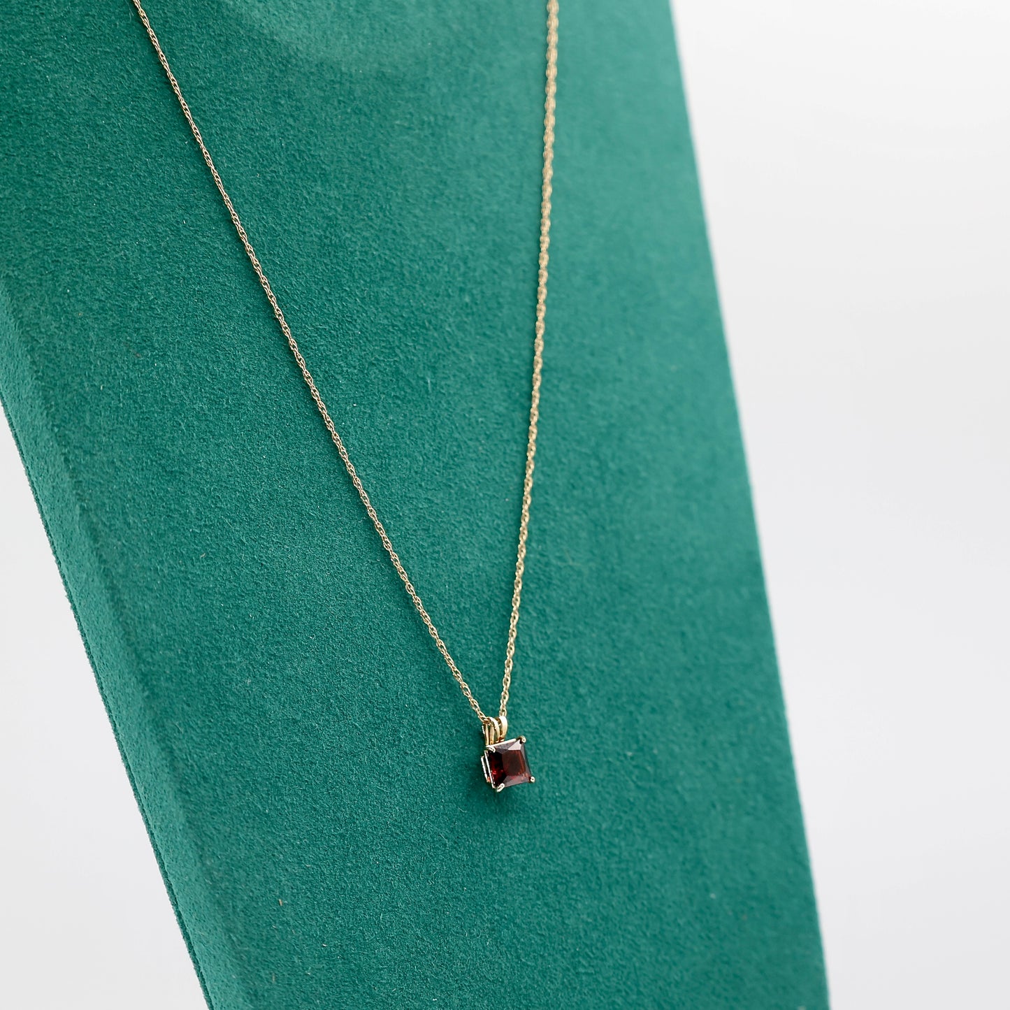 14k Yellow Gold Tourmaline Square Pendant Necklace