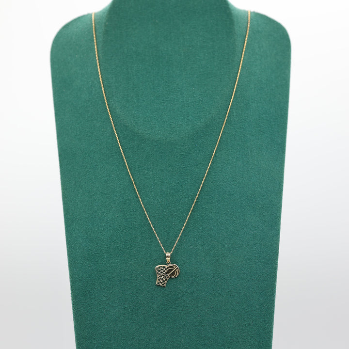 14K Yellow Gold Chain With Basketball Pendant 18 Inch Necklace