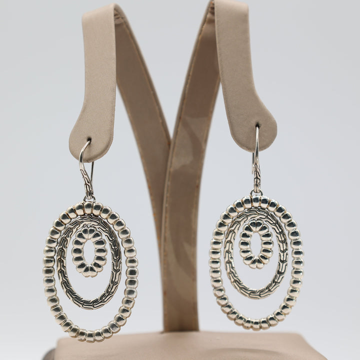 John Hardy 925 Dangle 3 Strand Earrings 1.5 Inch Sterling Silver