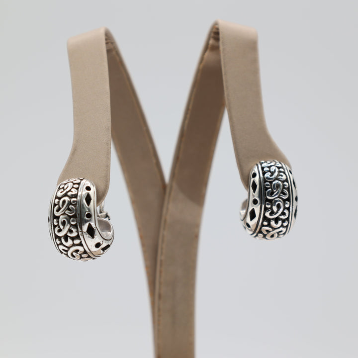 John Hardy 925 Sterling Silver Chunky Hoop Earrings