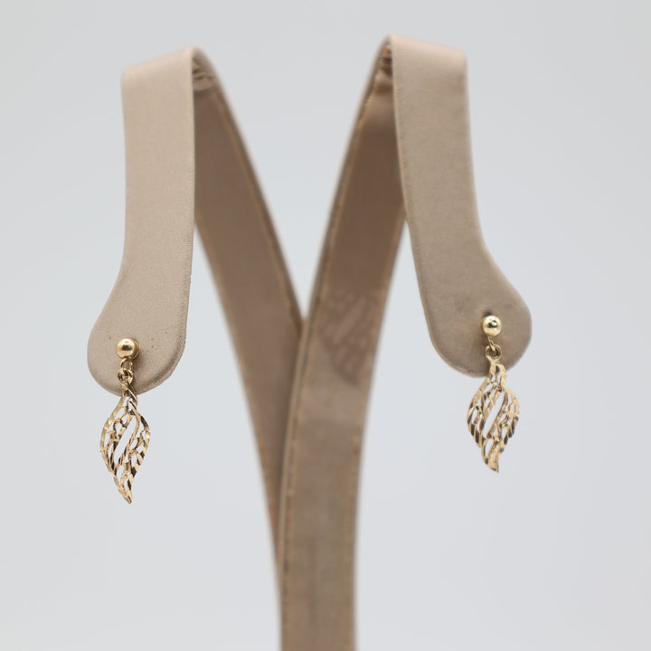 14K Yellow Gold Swirl Dangle Earrings For Women Elegant Jewelry Gift