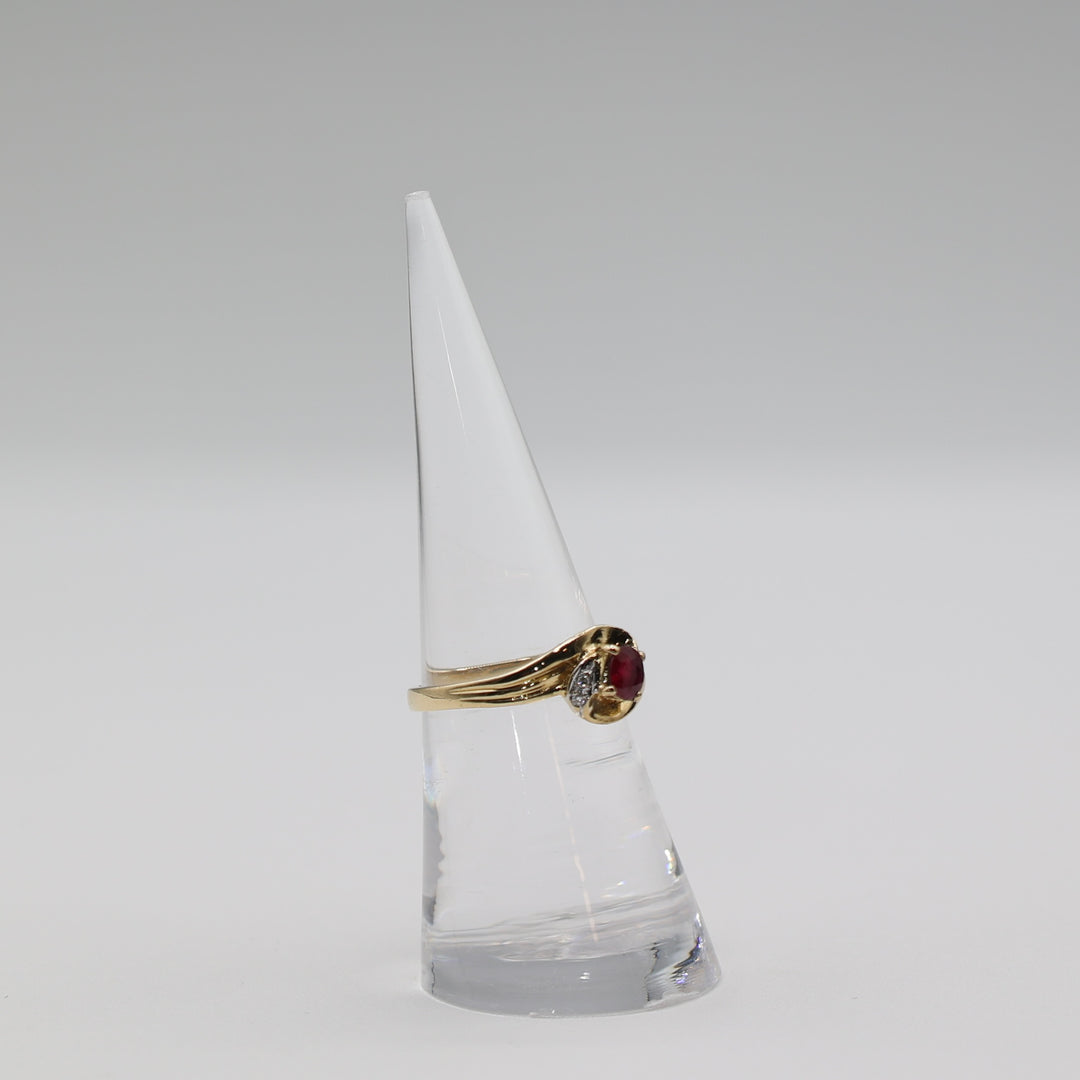 18k Yellow Gold Ruby and Diamond Ring - Size 6.25