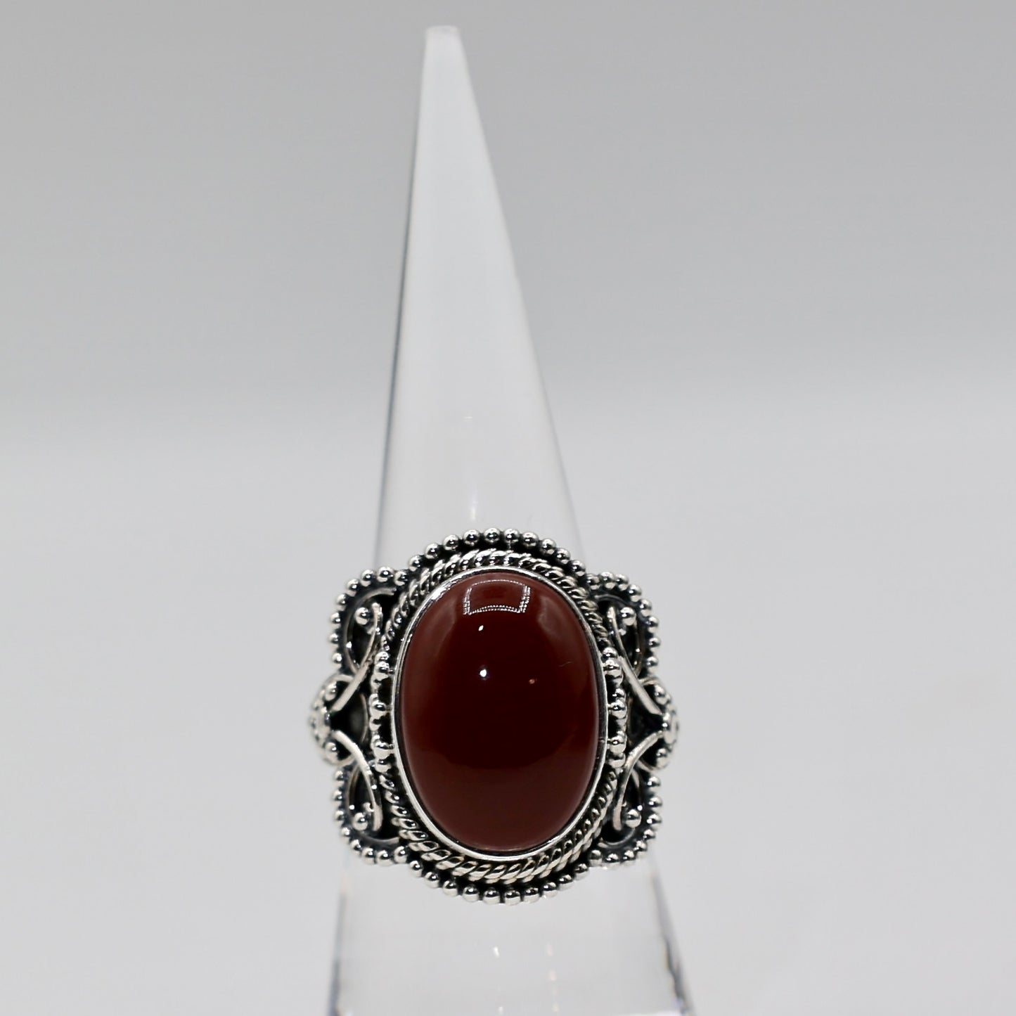 925 Sterling Silver Red Jasper Ring - Size 7