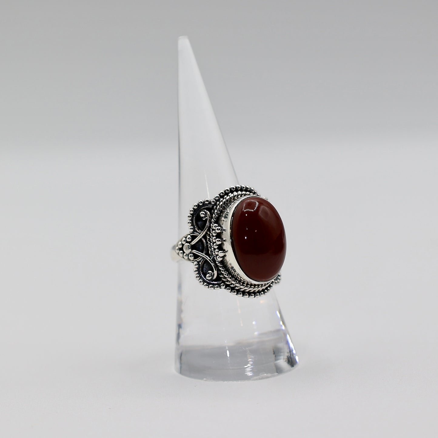 925 Sterling Silver Red Jasper Ring - Size 7