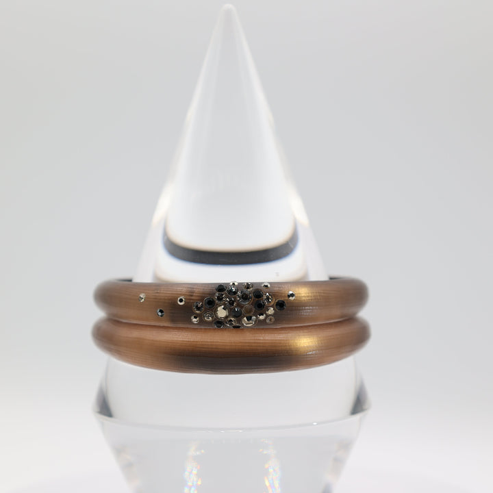 Alexis Bittar Brown Crystal Bangle Bracelet Set For Elegant Wear