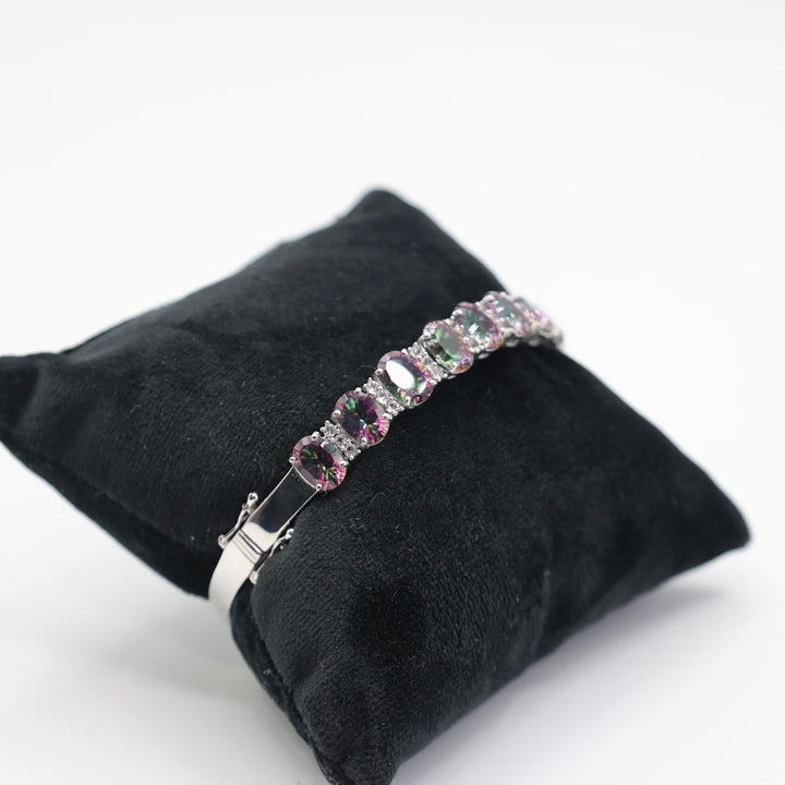 925 Sterling Silver Mystic Quartz and White Topaz Bracelet