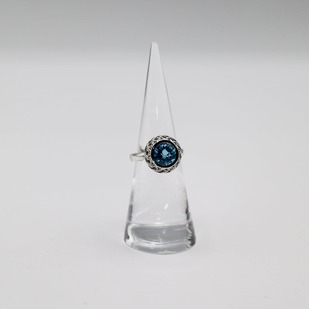 925 Sterling Silver Andrea Candela Blue Topaz Ring - Size 4.75