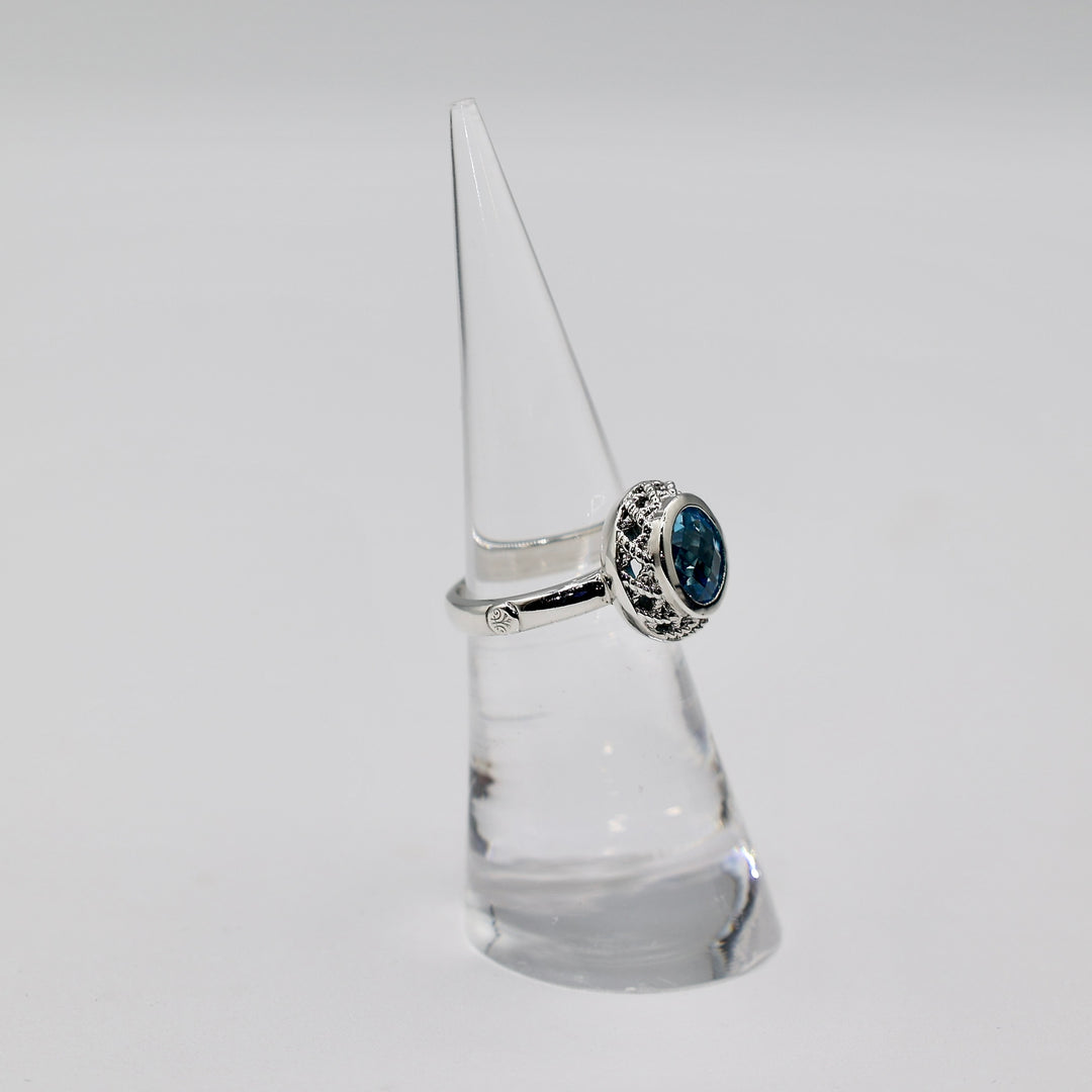 925 Sterling Silver Andrea Candela Blue Topaz Ring - Size 4.75