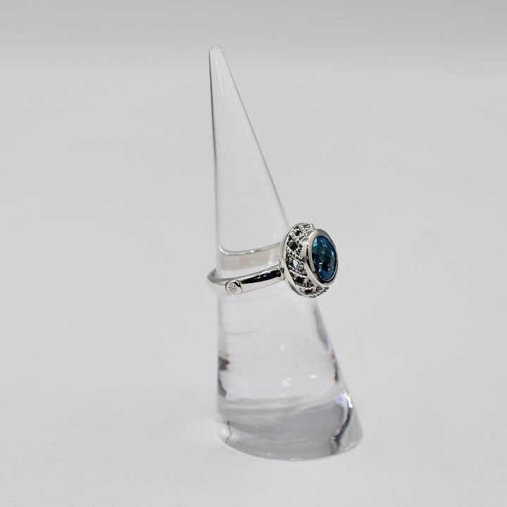 925 Sterling Silver Andrea Candela Blue Topaz Ring - Size 4.75