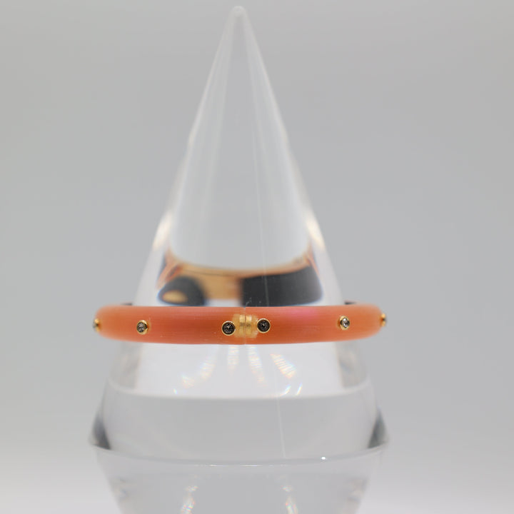 Alexis Bittar Pink Orange Crystal Statement Bangle Bracelet