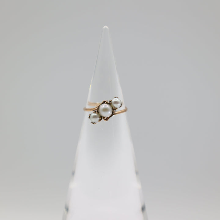 14K Yellow Gold Pearl Cluster Ring Size 6.75 Elegant Jewelry