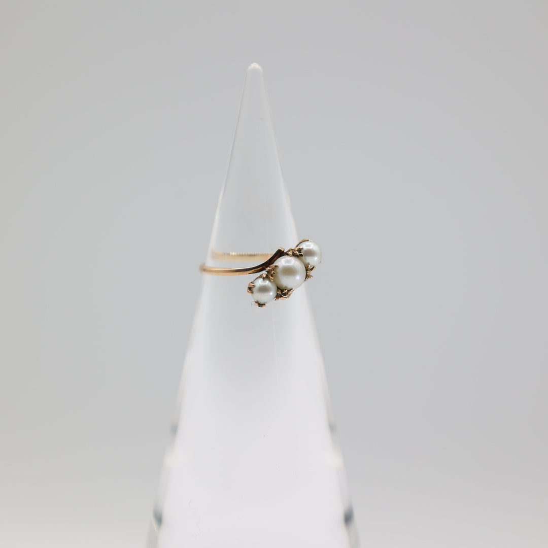 14K Yellow Gold Pearl Cluster Ring Size 6.75 Elegant Jewelry