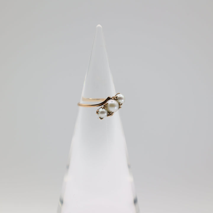 14K Yellow Gold Pearl Cluster Ring Size 6.75 Elegant Jewelry