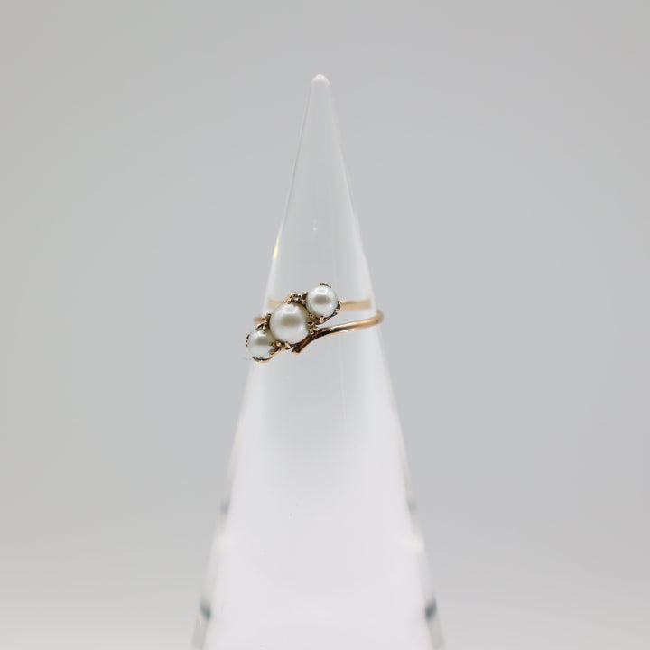 14K Yellow Gold Pearl Cluster Ring Size 6.75 Elegant Jewelry