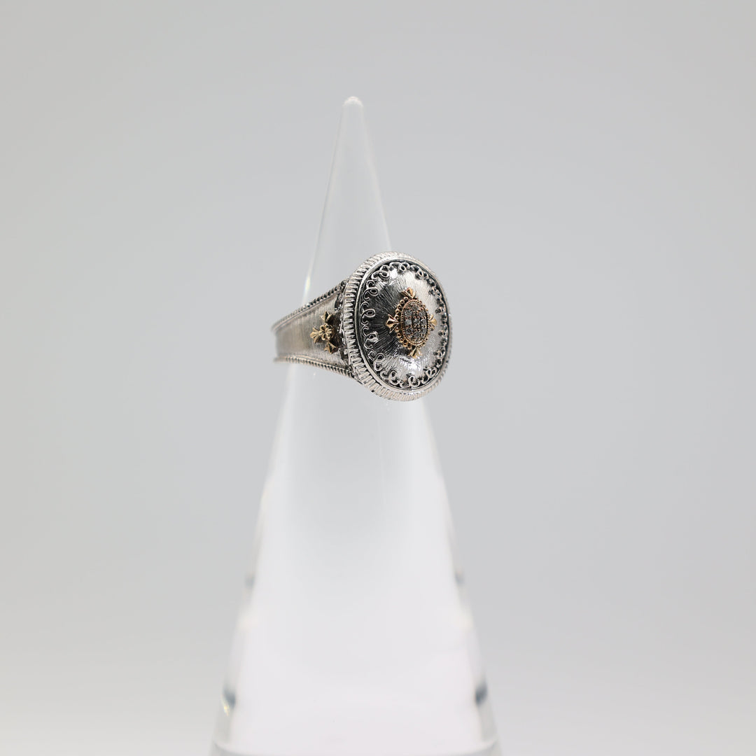 Gabriel And Co Diamond Accented Oval Ring Sterling Silver 18K Gold Size 5.75