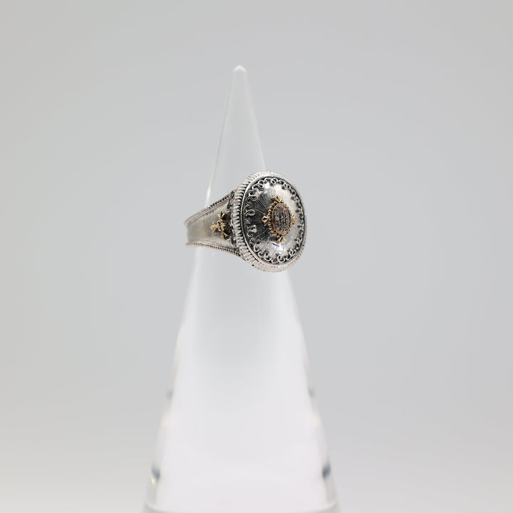 Gabriel And Co Diamond Accented Oval Ring Sterling Silver 18K Gold Size 5.75