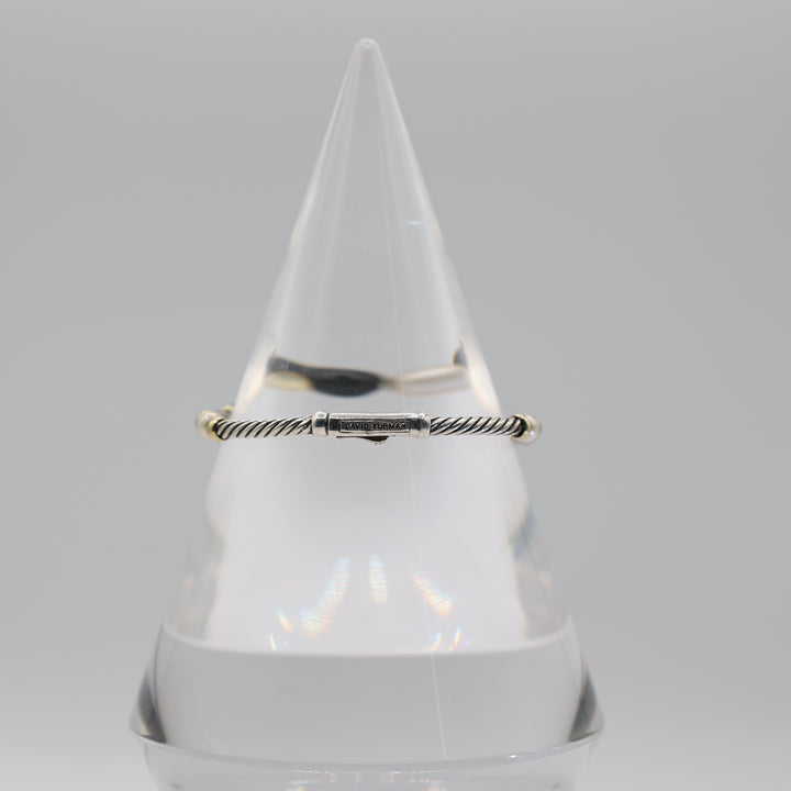 David Yurman Cable Bracelet With Onyx And Pearl In Sterling Silver And 14K Gold