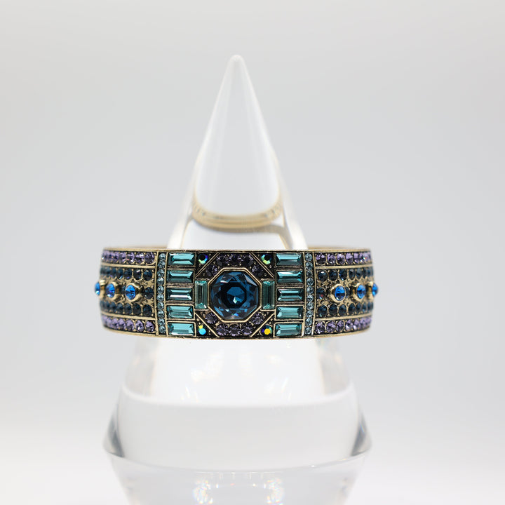 Heidi Daus Large Blue Green Purple Crystal Cluster Bracelet