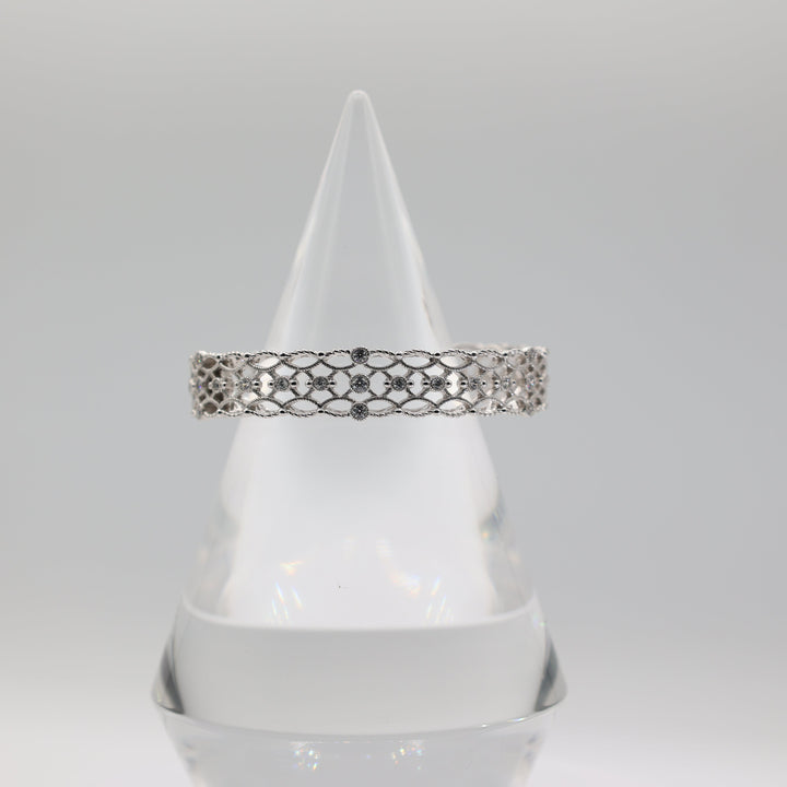 Judith Ripka 925 Sterling Silver Sunlace Diamonique Hinged Bracelet