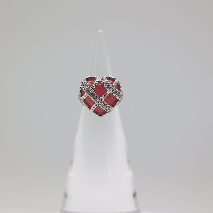 Judith Ripka 925 Sterling Heart Pink Quartz Ring Size 5.75