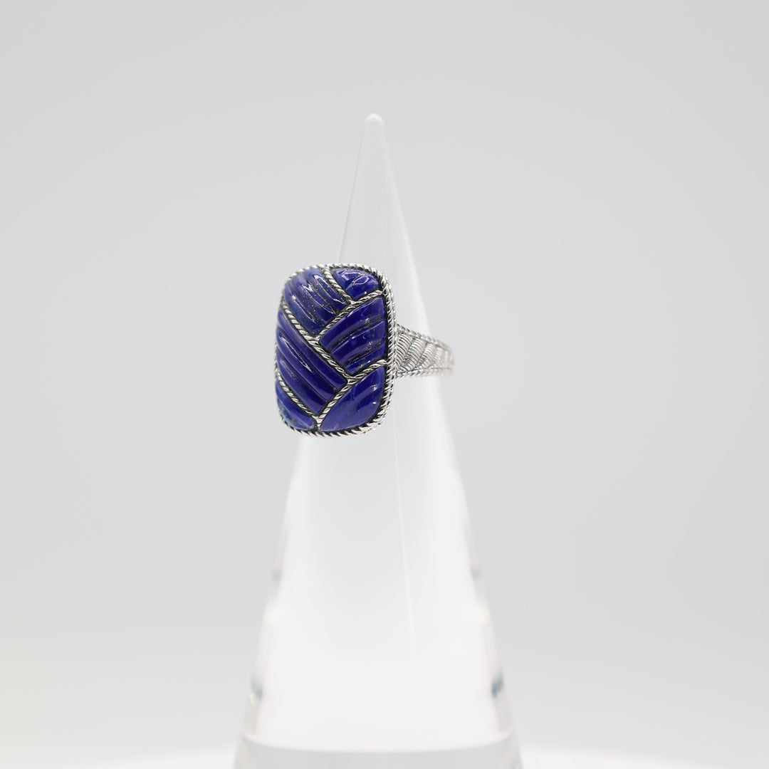 Judith Ripka 925 Sterling Silver Blue Lapis Ring Size 6.75