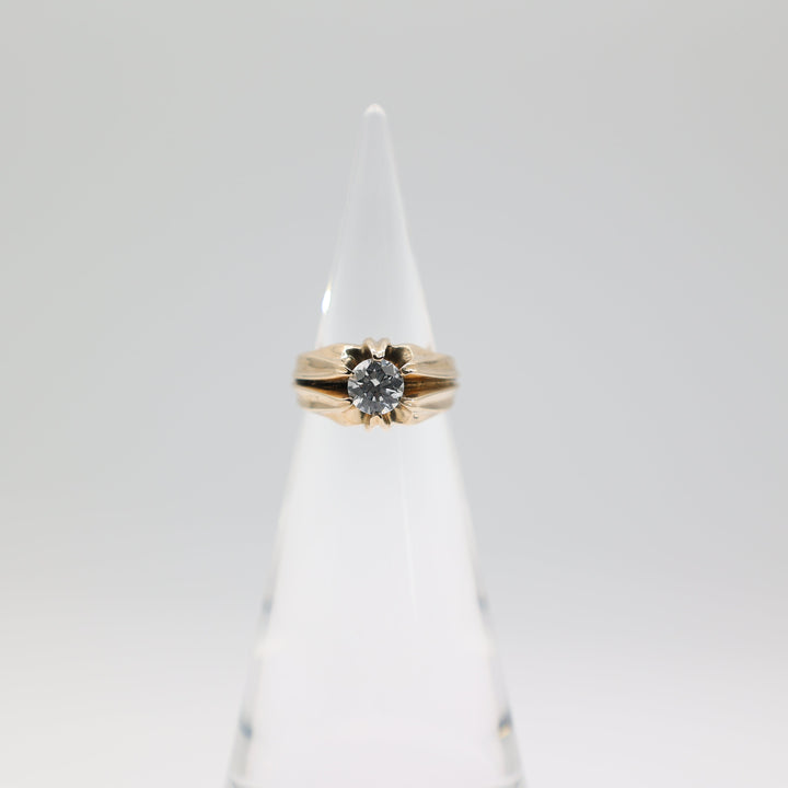 14K Yellow Gold Round Spinel Ring - Size 7.25