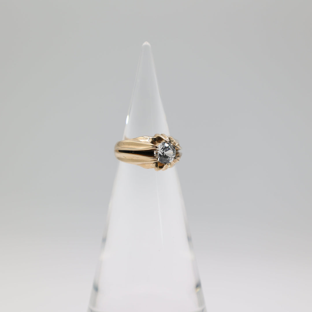 14K Yellow Gold Round Spinel Ring - Size 7.25