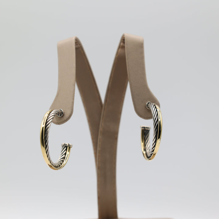 David Yurman Sculpted Cable Hoop Earrings Sterling Silver
