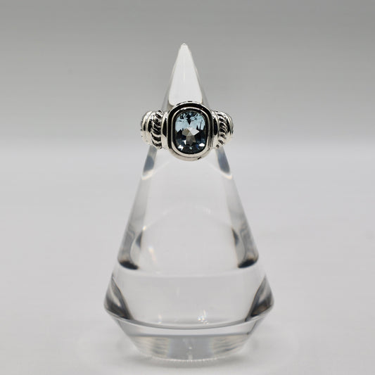 925 Sterling Silver Judith Ripka Sky Blue Topaz Ring - Size 5.75