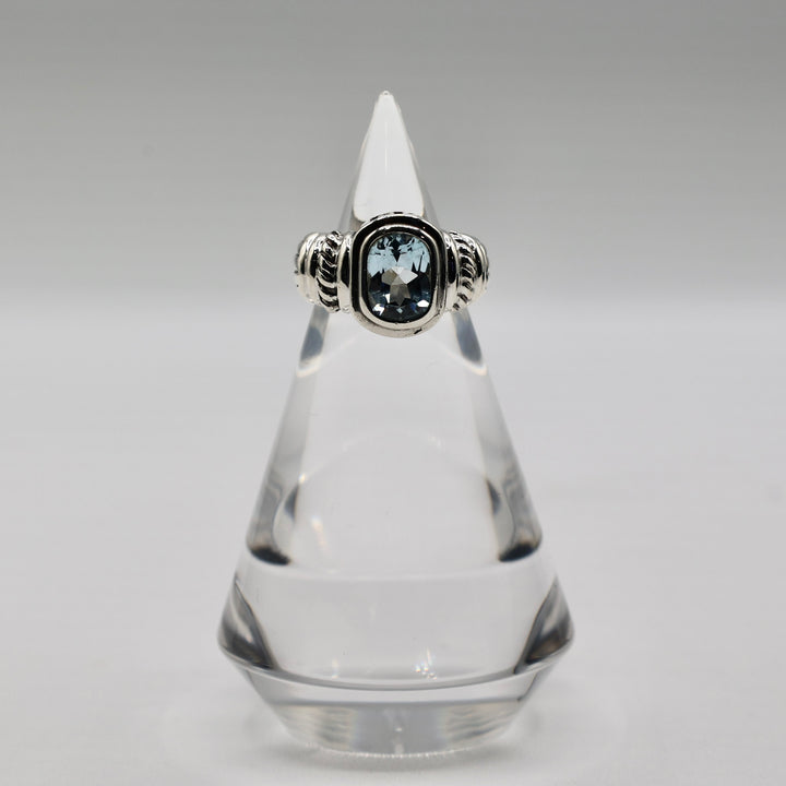 925 Sterling Silver Judith Ripka Sky Blue Topaz Ring - Size 5.5