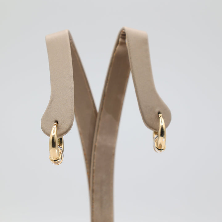 14K Yellow Gold And Sterling Silver X Accent Hoop Earrings 0.5 Inch