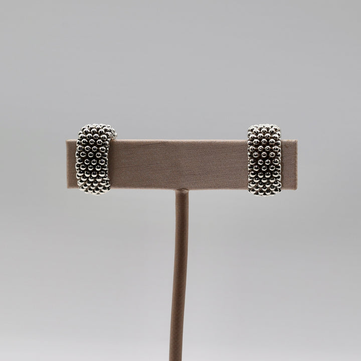 925 Sterling Silver Lagos Caviar Clip On Earrings