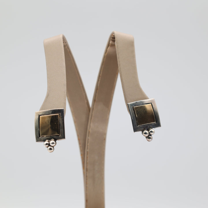 14k Yellow Gold and 925 Sterling Silver Cester Charley Navajo Stud Earrings