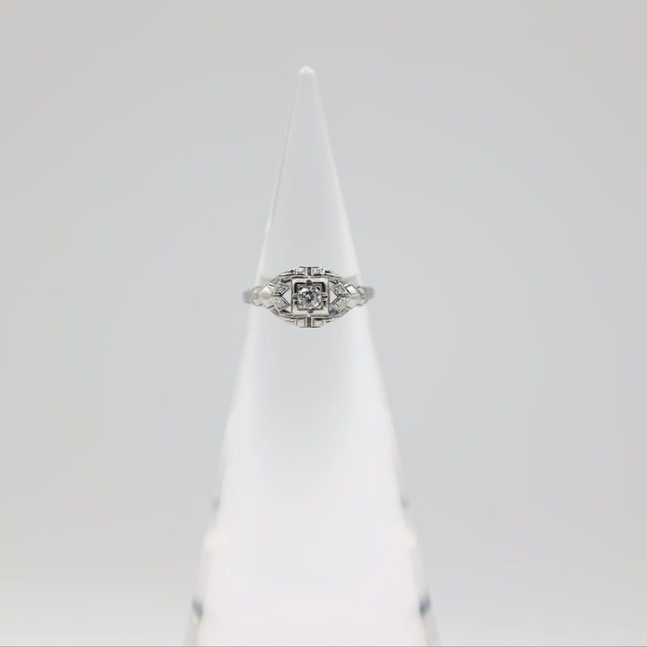 18K White Gold Diamond Ring 5mm Band Size Six And A Quarter