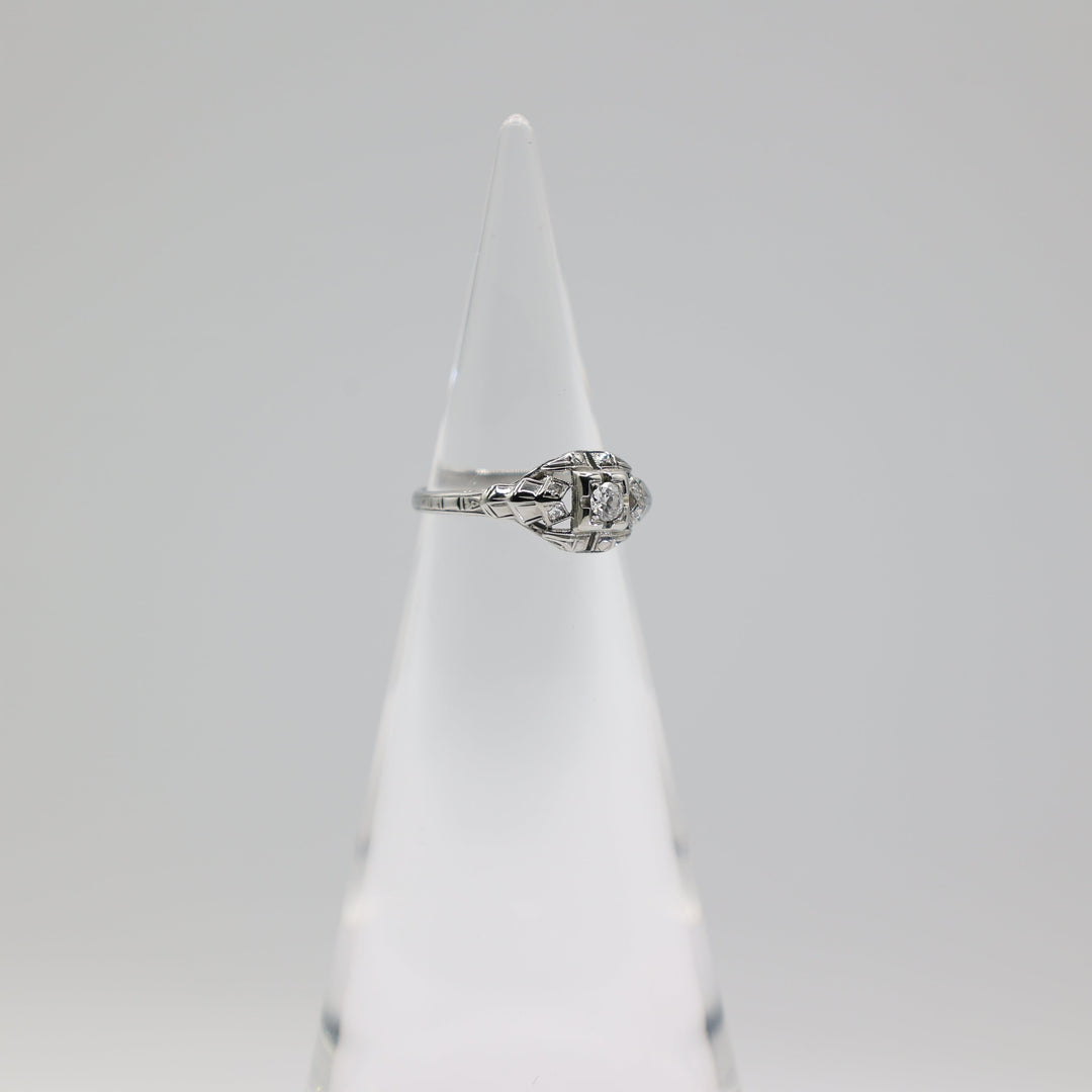 18K White Gold Diamond Ring 5mm Band Size Six And A Quarter